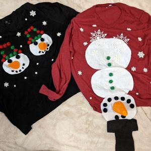 Couple's naught ugly Christmas sweaters, both size xxl